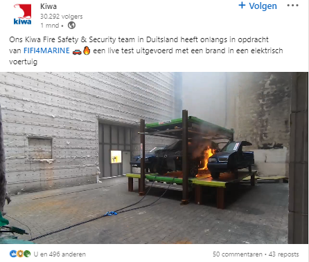 Test Elektrische auto blussen bij de KIWA